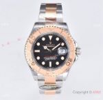 Clean Factory 1-1 Replica Rolex YachtMaster Half Rose Gold Black Dial C 3235 Watch Men